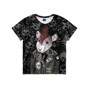 Детская футболка 3D с принтом Крыса в косухе в Екатеринбурге, 100% гипоаллергенный полиэфир | прямой крой, круглый вырез горловины, длина до линии бедер, чуть спущенное плечо, ткань немного тянется | anarchy | clothes | cool | earring | hairstyle | hamster | icon | jacket | mohawk | mouse | music | muzzle | piercing | punk | rat | riveting | rock | skull | spikes | анархия | значок | ирокез | к | клепки | круто | крыса | куртка | музыка | мышь