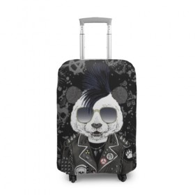 Чехол для чемодана 3D с принтом Панда в косухе в Екатеринбурге, 86% полиэфир, 14% спандекс | двустороннее нанесение принта, прорези для ручек и колес | anarchy | bear | color | cool | icon | jacket | mohawk | music | panda | piercing | punk | purple | rock | skull | white | аксессуар | анархия | белый | значок | ирокез | круто | куртка | медведь | музыка | одежда | очки | панда | панк |