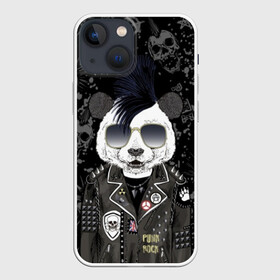 Чехол для iPhone 13 mini с принтом Панда в косухе в Екатеринбурге,  |  | anarchy | bear | color | cool | icon | jacket | mohawk | music | panda | piercing | punk | purple | rock | skull | white | аксессуар | анархия | белый | значок | ирокез | круто | куртка | медведь | музыка | одежда | очки | панда | панк |