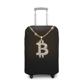Чехол для чемодана 3D с принтом Бриллиантовый биткоин в Екатеринбурге, 86% полиэфир, 14% спандекс | двустороннее нанесение принта, прорези для ручек и колес | bitcoin | black | chain | color | diamond | emblem | gold | golden | hip hop | logo | luxury | money | style | symbol | алмаз | блеск | блестящий | бриллиант | валюта | деньги | знак | золото | золотой | криптовалюта | кулон | логотип | люкс | роскошь | с