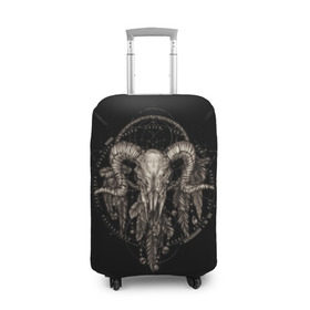 Чехол для чемодана 3D с принтом Овен в ловце снов в Екатеринбурге, 86% полиэфир, 14% спандекс | двустороннее нанесение принта, прорези для ручек и колес | aries | black | charm | cobweb | dream catcher | ethnic | feathers | goat | horns | mystic | national | ram | skeleton | skull | taurus | totem | баран | гороскоп | знак зодиака | козел | ловец снов | мистика | национальный | оберег | овен | паутина | пер