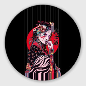 Коврик для мышки круглый с принтом Гейша в Екатеринбурге, резина и полиэстер | круглая форма, изображение наносится на всю лицевую часть | Тематика изображения на принте: beauty | black | bright | character | cool | decorations | flowers | geisha | girl | hairstyle | japan | kimon | lines | red | stripes | woman | young | девушка | женщина | иероглиф | кимоно | красный | красотка | круто | линии | молодая | полосы 