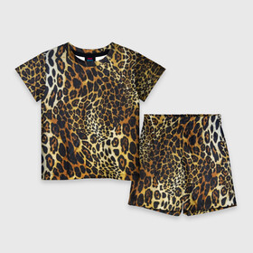 Детский костюм с шортами 3D с принтом Шкура леопарда в Екатеринбурге,  |  | animal | cheeky | dangerous | leopard | nature | pattern | predator | skin | spots | wild | дерзкий | дикий | животное | леопард | опасный | природа | пятна | узор | хищник