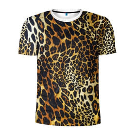 Мужская футболка 3D спортивная с принтом Шкура леопарда в Екатеринбурге, 100% полиэстер с улучшенными характеристиками | приталенный силуэт, круглая горловина, широкие плечи, сужается к линии бедра | Тематика изображения на принте: animal | cheeky | dangerous | leopard | nature | pattern | predator | skin | spots | wild | дерзкий | дикий | животное | леопард | опасный | природа | пятна | узор | хищник