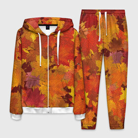 Мужской костюм 3D с принтом Осенние листья в Екатеринбурге, 100% полиэстер | Манжеты и пояс оформлены тканевой резинкой, двухслойный капюшон со шнурком для регулировки, карманы спереди | Тематика изображения на принте: autumn | bright | flora | leaves | maple | nature | orange | plant | red | season | yellow | время года | желтый | клен | красный | листья | оранжевый | осень | природа | растение | сезон | флора | ярко