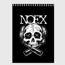 Скетчбук с принтом NOFX в Екатеринбурге, 100% бумага
 | 48 листов, плотность листов — 100 г/м2, плотность картонной обложки — 250 г/м2. Листы скреплены сверху удобной пружинной спиралью | Тематика изображения на принте: hardcore | nofx | punk | группы | музыка | панк | панк рок | рок | ска панк | скейт панк