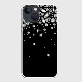 Чехол для iPhone 13 mini с принтом Бриллианты в Екатеринбурге,  |  | black | cut | diamond | gem | glitter | jewel | luxury | shine | white | алмаз | белый | блеск | бриллиант | диамант | драгоценность | драгоценный камень | люкс | огранка | роскошь | сияние | черный