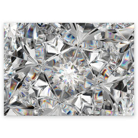 Поздравительная открытка с принтом Бриллиантовый блеск в Екатеринбурге, 100% бумага | плотность бумаги 280 г/м2, матовая, на обратной стороне линовка и место для марки
 | Тематика изображения на принте: cut | diamond | gem | glitter | jewel | kaleidoscope | luxury | shine | sparkle | white | алмаз | белый | блеск | бриллиант | диамант | драгоценность | драгоценный камень | калейдоскоп | люкс | огранка | роскошь | сверкать | сияние