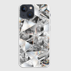 Чехол для iPhone 13 mini с принтом Бриллиантовый блеск в Екатеринбурге,  |  | cut | diamond | gem | glitter | jewel | kaleidoscope | luxury | shine | sparkle | white | алмаз | белый | блеск | бриллиант | диамант | драгоценность | драгоценный камень | калейдоскоп | люкс | огранка | роскошь | сверкать | сияние