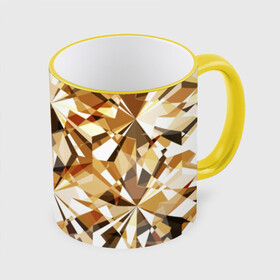 Кружка с полной запечаткой с принтом Желтые бриллианты в Екатеринбурге, керамика | ёмкость 330 мл | cut | diamond | gem | glitter | gold | jewel | kaleidoscope | luxury | shine | sparkle | white | yellow | алмаз | белый | блеск | бриллиант | диамант | драгоценность | драгоценный камень | желтый | золотой | калейдоскоп | люкс | огранка
