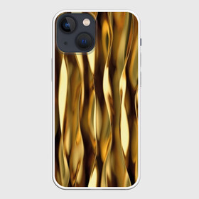 Чехол для iPhone 13 mini с принтом Золотые волны в Екатеринбурге,  |  | abstraction | cool | glitter | gold | lines | luxury | metal | ribbons | shine | texture | абстракция | блеск | волны | золото | круто | ленты | линии | металл | прикольно | роскошь | сиять | текстура