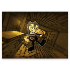 Поздравительная открытка с принтом Bendy And The Ink Machine (42) в Екатеринбурге, 100% бумага | плотность бумаги 280 г/м2, матовая, на обратной стороне линовка и место для марки
 | Тематика изображения на принте: bendy | bendy and the ink machine | devil | game | horror | ink | mask | бенди | бенди и чернильная машина | краска | чернила