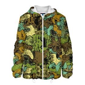 Мужская куртка 3D с принтом Камуфляж в Екатеринбурге, ткань верха — 100% полиэстер, подклад — флис | прямой крой, подол и капюшон оформлены резинкой с фиксаторами, два кармана без застежек по бокам, один большой потайной карман на груди. Карман на груди застегивается на липучку | abstraction | army | art | background | blue | camouflage | clothing | color | green | marsh | pattern | snake | stencil | uniform | абстракция | армия | арт | болотный | зеленый | змея | камуфляж | одежда | трафарет | узор | униформа | фон | цв