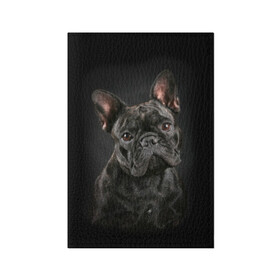 Обложка для паспорта матовая кожа с принтом Французский бульдог в Екатеринбурге, натуральная матовая кожа | размер 19,3 х 13,7 см; прозрачные пластиковые крепления | Тематика изображения на принте: animal | background | beast | black | breed | bulldog | cool | cute | dog | ears | french | jaw | look | muzzle | portrait | wool | бульдог | взгляд | животное | зверь | милый | пёс | порода | портрет | прикольно | псина | собака | уши | фон | фра