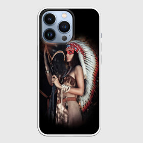 Чехол для iPhone 13 Pro с принтом Девушка с лошадью в Екатеринбурге,  |  | american | animal | black | body | color | costume | ethnic | girl | horse | indian | national | nature | race | red | totem | white | woma | белый | девушка | женщина | животное | индейский | индейцы | костюм | краснокожий | красный | лошадь | молодость 