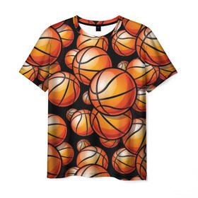 Мужская футболка 3D с принтом Баскетбольные мячи в Екатеринбурге, 100% полиэфир | прямой крой, круглый вырез горловины, длина до линии бедер | activity | ball | basketball | black | brightness | brown | circle | color | game | illustration | orange | sport | victory | yellow | активность | апельсиновый | баскетбол | желтый | игра | иллюстрация | коричневый | круг | мяч | оранжевый | победа | спо