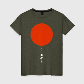 Женская футболка хлопок с принтом Солнечная система в Екатеринбурге, 100% хлопок | прямой крой, круглый вырез горловины, длина до линии бедер, слегка спущенное плечо | арт | земля | космос | луна | планеты | сатурн | солнце | юпитер