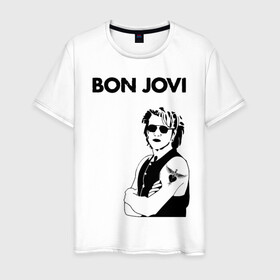 Мужская футболка хлопок с принтом Bon Jovi в Екатеринбурге, 100% хлопок | прямой крой, круглый вырез горловины, длина до линии бедер, слегка спущенное плечо. | bon jovi | альбом | арена | бон | бон джови | глэм | группа | джови | джон | метал | музыка | надпись | песни | поп | попрок | рок | рокер | смайл | солист | софт | стена | хард | хеви | хевиметал