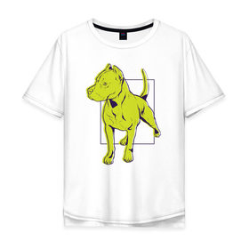 Мужская футболка хлопок Oversize с принтом Питбуль в Екатеринбурге, 100% хлопок | свободный крой, круглый ворот, “спинка” длиннее передней части | dog | pitbull | питбули | питбуль | собака | собаки