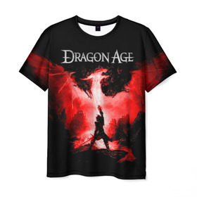 Мужская футболка 3D с принтом Dragon Age в Екатеринбурге, 100% полиэфир | прямой крой, круглый вырез горловины, длина до линии бедер | dragon age | gamer | grey wardens | inquisition | игры | инквизиция | компьютерные игры | серые стражи