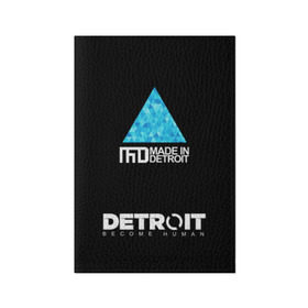 Обложка для паспорта матовая кожа с принтом DETROIT BECOME HUMAN в Екатеринбурге, натуральная матовая кожа | размер 19,3 х 13,7 см; прозрачные пластиковые крепления | action | ai | android | connor | dbhpk19 | detroit become human | rk 800 | rk 900 | андроиды | детектив | игра | интерактивное кино | кара | коннор | логотип | маркус | роботы | фирменный стиль | экшн