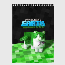 Скетчбук с принтом Minecraft EARTH - Котик в Екатеринбурге, 100% бумага
 | 48 листов, плотность листов — 100 г/м2, плотность картонной обложки — 250 г/м2. Листы скреплены сверху удобной пружинной спиралью | Тематика изображения на принте: craft | creeper | earth | game | green | logo | mine | minecraft | mobile | online | world | зеленый | земля | зомби | игра | крипер | лого | майкрафт | майнкрафт | мир | мобайл | онлайн | планета | синий | текстура
