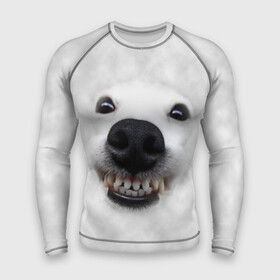 Мужской рашгард 3D с принтом Собака   улыбака в Екатеринбурге,  |  | Тематика изображения на принте: животные | зубы | мордочка | пес | прикол | смешная | собака | улыбака | улыбка | щенок | юмор
