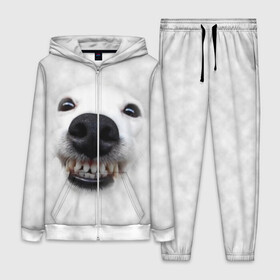 Женский костюм 3D с принтом Собака   улыбака в Екатеринбурге,  |  | Тематика изображения на принте: животные | зубы | мордочка | пес | прикол | смешная | собака | улыбака | улыбка | щенок | юмор