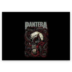 Поздравительная открытка с принтом Pantera в Екатеринбурге, 100% бумага | плотность бумаги 280 г/м2, матовая, на обратной стороне линовка и место для марки
 | cowboys from hell | heavy metal | metal | pantera | глэм метал | грув метал | группы | метал | музыка | пантера | рок | хєви метал
