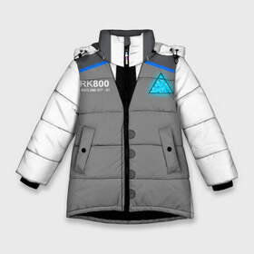 Зимняя куртка для девочек 3D с принтом RK800 CONNOR в Екатеринбурге, ткань верха — 100% полиэстер; подклад — 100% полиэстер, утеплитель — 100% полиэстер. | длина ниже бедра, удлиненная спинка, воротник стойка и отстегивающийся капюшон. Есть боковые карманы с листочкой на кнопках, утяжки по низу изделия и внутренний карман на молнии. 

Предусмотрены светоотражающий принт на спинке, радужный светоотражающий элемент на пуллере молнии и на резинке для утяжки. | action | ai | android | connor | dbhpk19 | detroit become human | rk 800 | rk 900 | андроиды | детектив | игра | интерактивное кино | кара | коннор | логотип | маркус | роботы | фирменный стиль | экшн