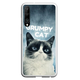 Чехол для Honor P30 с принтом Grumpy Cat в Екатеринбурге, Силикон | Область печати: задняя сторона чехла, без боковых панелей | кот | котики | коты | мем | мемы | сердитый кот