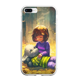 Чехол для iPhone 7Plus/8 Plus матовый с принтом Фриск и Азриэль - UNDERTALE в Екатеринбурге, Силикон | Область печати: задняя сторона чехла, без боковых панелей | annoying | asriel | chara | dog | frisk | game | games | papyrus | sans | tale | under | undertale | азриэль | андертейл | игра | игры | надоедливая | надоедливые | папирус | санс | собака | собаки | фриск | чара