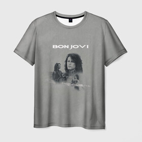 Мужская футболка 3D с принтом Bon Jovi в Екатеринбурге, 100% полиэфир | прямой крой, круглый вырез горловины, длина до линии бедер | bon jovi | альбом | арена | бон | бон джови | глэм | группа | джови | джон | метал | музыка | надпись | песни | поп | попрок | рок | рокер | смайл | солист | софт | стена | хард | хеви | хевиметал