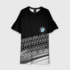 Детское платье 3D с принтом BMW в Екатеринбурге, 100% полиэстер | прямой силуэт, чуть расширенный к низу. Круглая горловина, на рукавах — воланы | Тематика изображения на принте: bmw | авто | автомобиль | бмв | лого | логотип | машина | надпись | текстура