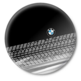 Значок с принтом BMW в Екатеринбурге,  металл | круглая форма, металлическая застежка в виде булавки | bmw | авто | автомобиль | бмв | лого | логотип | машина | надпись | текстура