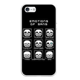 Чехол для iPhone 5/5S матовый с принтом Emotions of sans в Екатеринбурге, Силикон | Область печати: задняя сторона чехла, без боковых панелей | Тематика изображения на принте: alphys | animation | asriel | comic dub | comic dubs | deltarune | gaming | toriel | undertale | андертеил | история | подземная | фриск | чай тв | чара