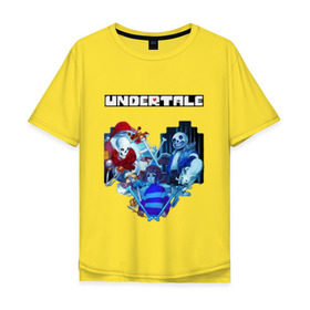 Мужская футболка хлопок Oversize с принтом UNDERTALE в Екатеринбурге, 100% хлопок | свободный крой, круглый ворот, “спинка” длиннее передней части | frisk | game | good jokes | sans | undertale | андертал | андертейл | асгор | дримур | дримурр | игра | игры | кости | логотип | надпись | папирус | подземелье | санс | сердечко | сердце | стрим | ториэль | ужас | флауи | фриск