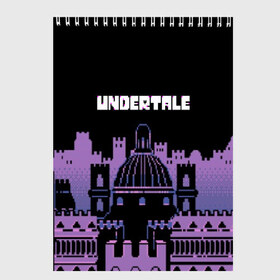 Скетчбук с принтом UNDERTALE в Екатеринбурге, 100% бумага
 | 48 листов, плотность листов — 100 г/м2, плотность картонной обложки — 250 г/м2. Листы скреплены сверху удобной пружинной спиралью | game | undertale | азриэль дримурр | альфис | андайн | андертейл | асгор дримурр | добро | дьявол | зло | игра | игры | кости | меттатон | папирус | санс | стрела | ториэль | трезубец | фриск | чара | черный