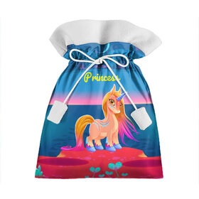 Подарочный 3D мешок с принтом Милый единорог в Екатеринбурге, 100% полиэстер | Размер: 29*39 см | Тематика изображения на принте: pony | грива | девочка | единорог | конь | копыта | красивая | лошадка | лошадь | милая | пони | природа закат | радуга