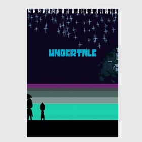 Скетчбук с принтом UNDERTALE GAME в Екатеринбурге, 100% бумага
 | 48 листов, плотность листов — 100 г/м2, плотность картонной обложки — 250 г/м2. Листы скреплены сверху удобной пружинной спиралью | game | undertale | азриэль дримурр | альфис | андайн | андертейл | асгор дримурр | добро | дьявол | зло | игра | игры | кости | меттатон | папирус | санс | стрела | ториэль | трезубец | фриск | чара | черный