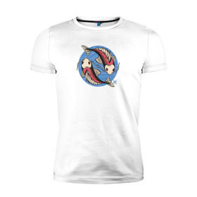Мужская футболка премиум с принтом Знак Зодиака Рыбы в Екатеринбурге, 92% хлопок, 8% лайкра | приталенный силуэт, круглый вырез ворота, длина до линии бедра, короткий рукав | знак | знаки зодиака | зодиак | рыба | рыбы