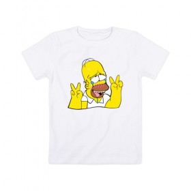 Детская футболка хлопок с принтом Homer Ahegao в Екатеринбурге, 100% хлопок | круглый вырез горловины, полуприлегающий силуэт, длина до линии бедер | ahegao | anime | homer | kawaii | manga | simpson | аниме | ахегао | гомер | кавай | манга | симпсон