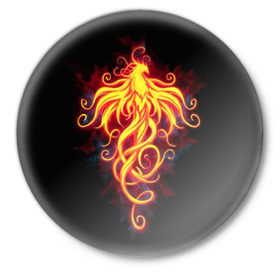 Значок с принтом Огненный Феникс в Екатеринбурге,  металл | круглая форма, металлическая застежка в виде булавки | огненный феникс
