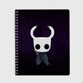 Тетрадь с принтом Hollow Knight в Екатеринбурге, 100% бумага | 48 листов, плотность листов — 60 г/м2, плотность картонной обложки — 250 г/м2. Листы скреплены сбоку удобной пружинной спиралью. Уголки страниц и обложки скругленные. Цвет линий — светло-серый
 | hollow knight | детская | для детей | игра | компьютерная игра | королевство | рыцарь | темный рыцарь | холлов кнайт | экшен