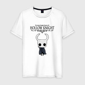 Мужская футболка хлопок с принтом HOLLOW KNIGHT в Екатеринбурге, 100% хлопок | прямой крой, круглый вырез горловины, длина до линии бедер, слегка спущенное плечо. | Тематика изображения на принте: game | gamer | hollow knight | logo | team cherry | игры | логотип | первонаж | рыцарь