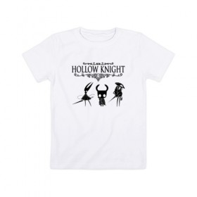 Детская футболка хлопок с принтом HOLLOW KNIGHT в Екатеринбурге, 100% хлопок | круглый вырез горловины, полуприлегающий силуэт, длина до линии бедер | game | gamer | hollow knight | logo | team cherry | игры | логотип | первонаж | рыцарь