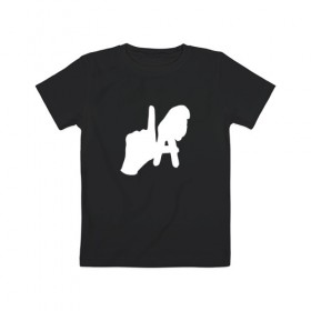 Детская футболка хлопок с принтом Los Angeles Hand Sign в Екатеринбурге, 100% хлопок | круглый вырез горловины, полуприлегающий силуэт, длина до линии бедер | la | америка | знак | калифорния | ладонь | лос анджелес | мечта | нью йорк | океан | руки | сша