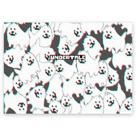 Поздравительная открытка с принтом Undertale (Надоедливый пёс). в Екатеринбурге, 100% бумага | плотность бумаги 280 г/м2, матовая, на обратной стороне линовка и место для марки
 | 3d | glitch | pixel | undertale | андертейл | без глаз | глитч | игра | надоедливая собака | надоедливый пес | надпись | пиксель | пикселя | подземная история | текстура