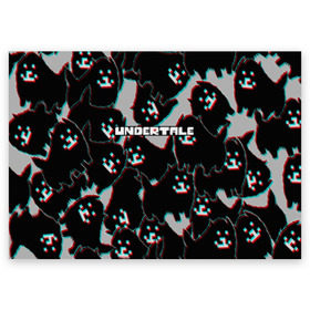 Поздравительная открытка с принтом Undertale (Надоедливый пёс). в Екатеринбурге, 100% бумага | плотность бумаги 280 г/м2, матовая, на обратной стороне линовка и место для марки
 | 3d | glitch | pixel | undertale | андертейл | без глаз | глитч | игра | надоедливая собака | надоедливый пес | надпись | пиксель | пикселя | подземная история | текстура