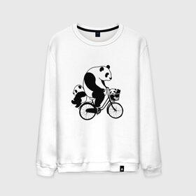 Мужской свитшот хлопок с принтом Панда на велике в Екатеринбурге, 100% хлопок |  | велосипед | детеныши панды | животные | медведи | панда | панда катается | панда на велике | три панды | черно белые